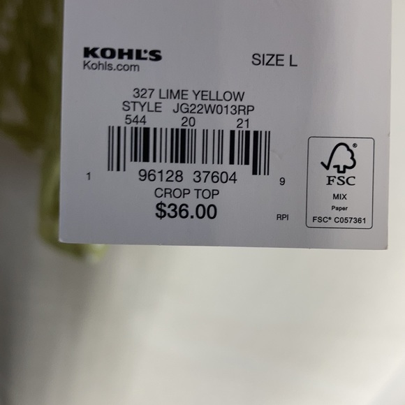 So smocked puff sleeve crop top w butterfly abstract print L jrs - Picture 13 of 17